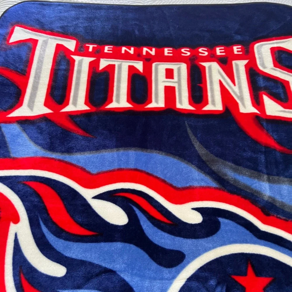Vtg. Biederlack Tennessee Titans Blanket Spain Made Y2K Fleece Throw 60x42 Blue